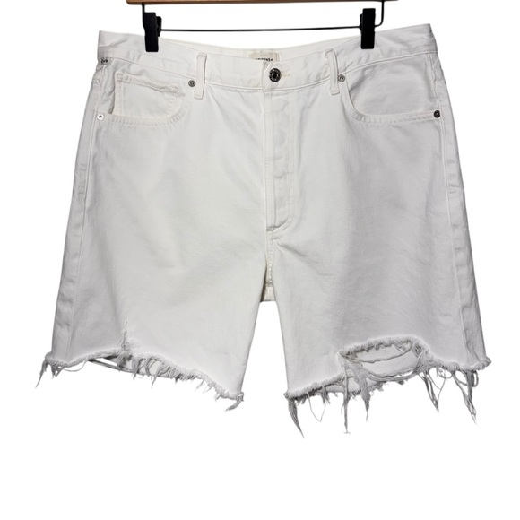 CITIZENS OF HUMANITY Camilla White Frayed Hem Shorts Size 32 100% Cotton - Picture 3 of 10